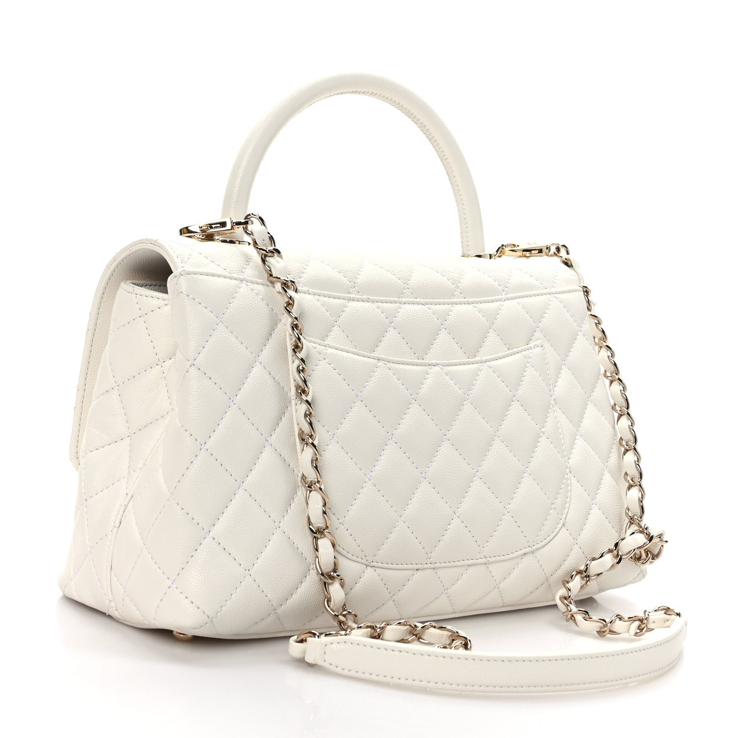 Chanel Caviar Quilted Small Coco Handle Flap White 2 of 8