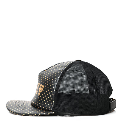 Gucci X SEGA Calfskin GUCCY Stars Baseball Hat XL Black Gold 4 of 9