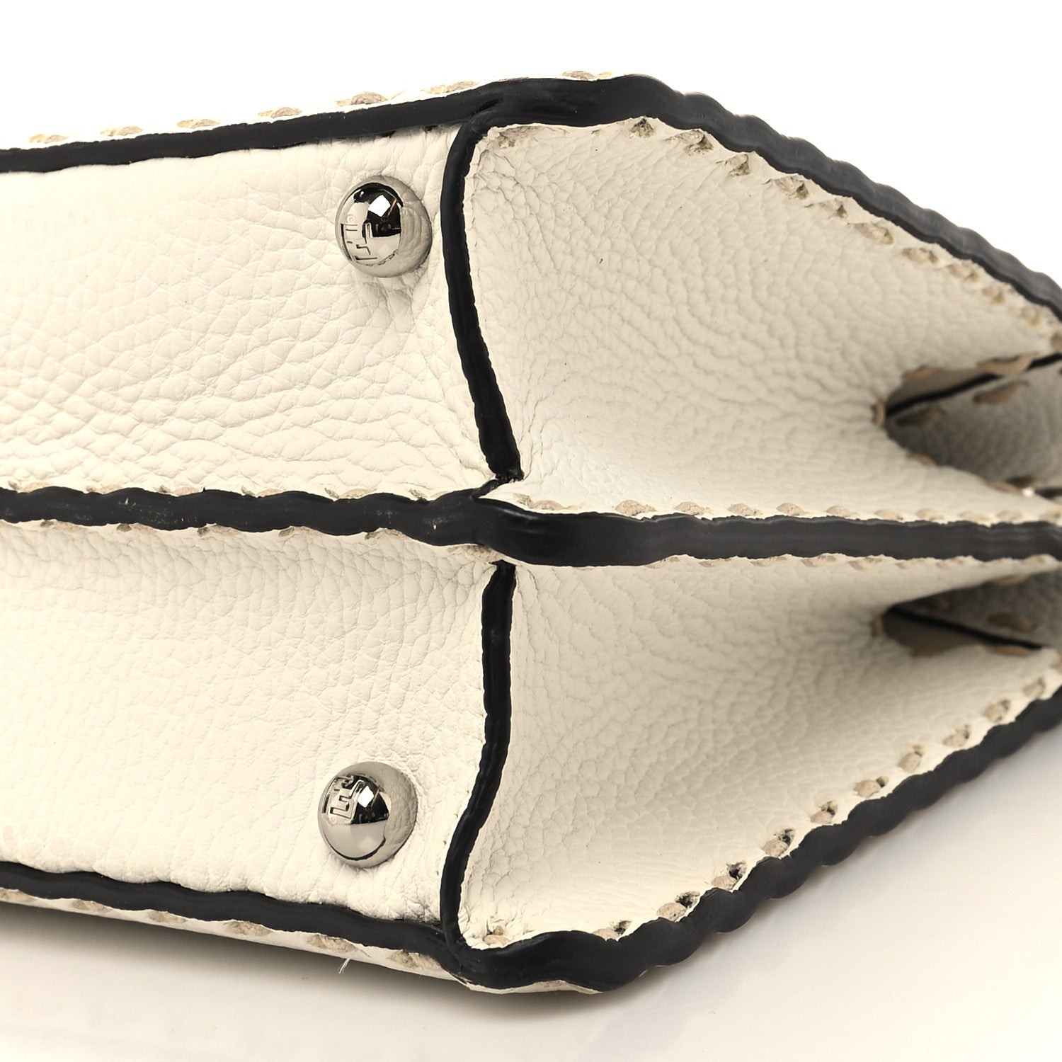 Fendi Vitello Granato Camoscio Elaphe Python Print Macro Stitchings Small Peekaboo I SEE U Iconic Satchel White Roccia 10 of 11