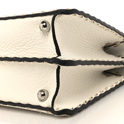 Fendi Vitello Granato Camoscio Elaphe Python Print Macro Stitchings Small Peekaboo I SEE U Iconic Satchel White Roccia 10 of 11