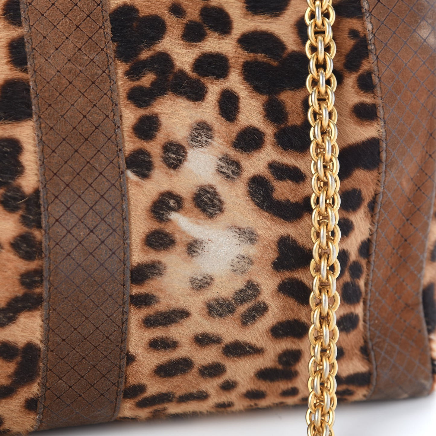 Pony Hair Leopard Print Sweet Charity Shoulder Bag Brown