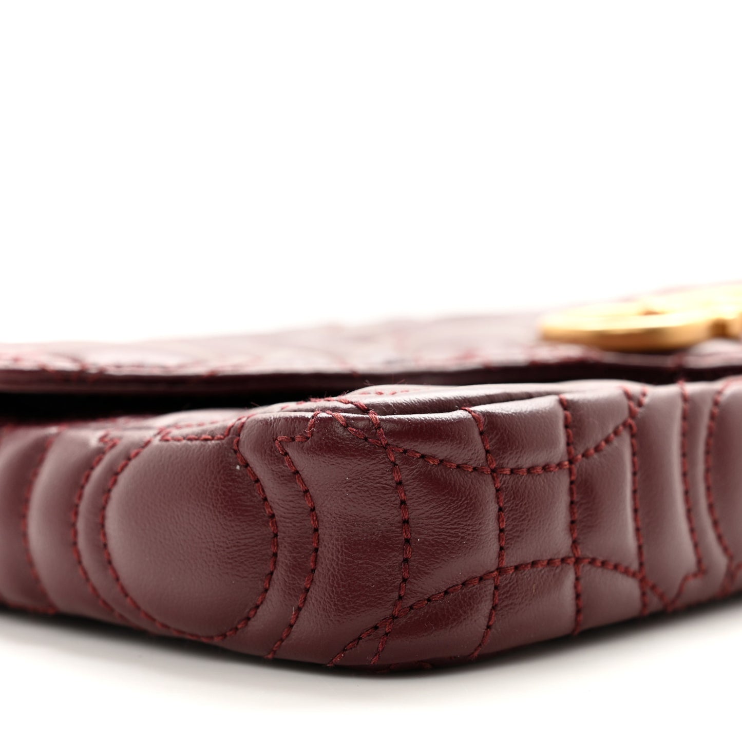 SALVATORE FERRAGAMO Calfskin Quilted Gancini Mini Bag Burgundy