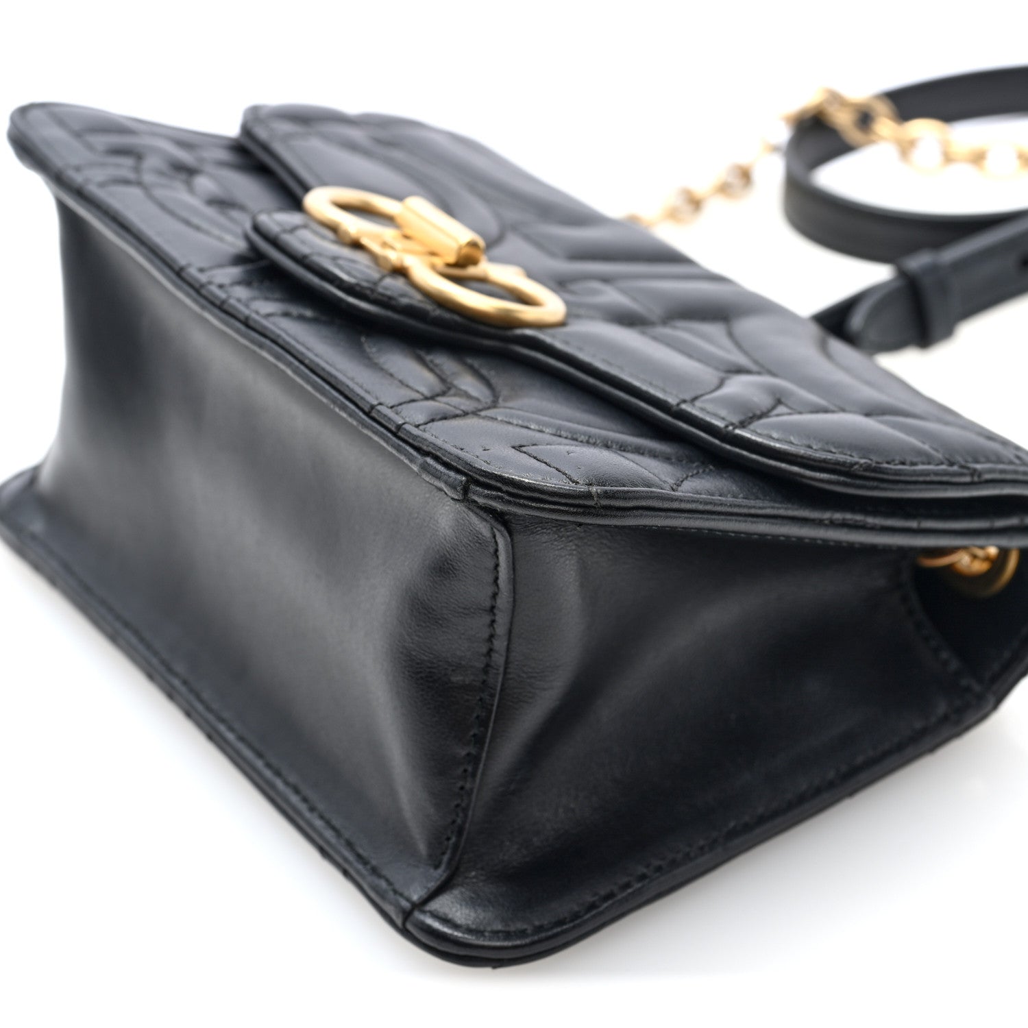 Salvatore Ferragamo Calfskin Quilted Gancini Mini Crossbody Flap Bag Black 9 of 9