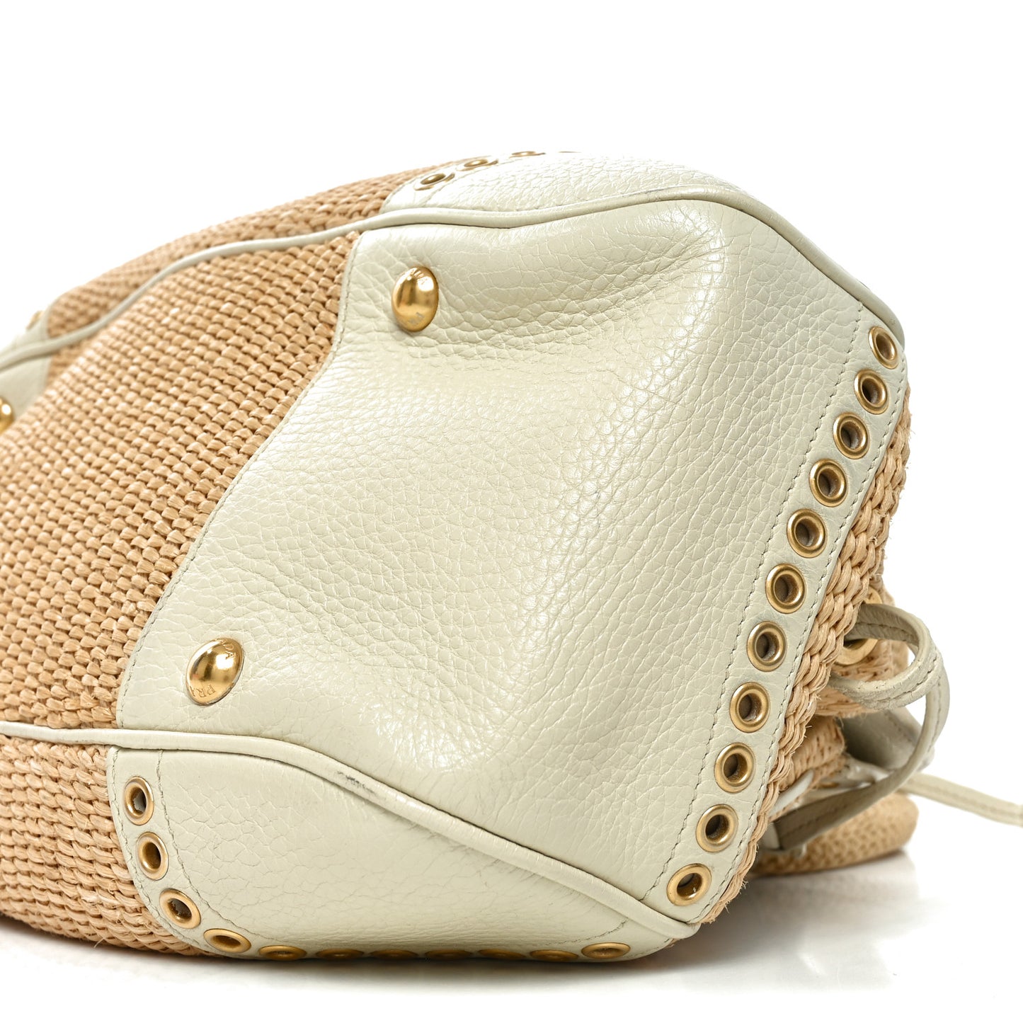 Paglia Cinghiale Eyelet Frame Bag Naturale White