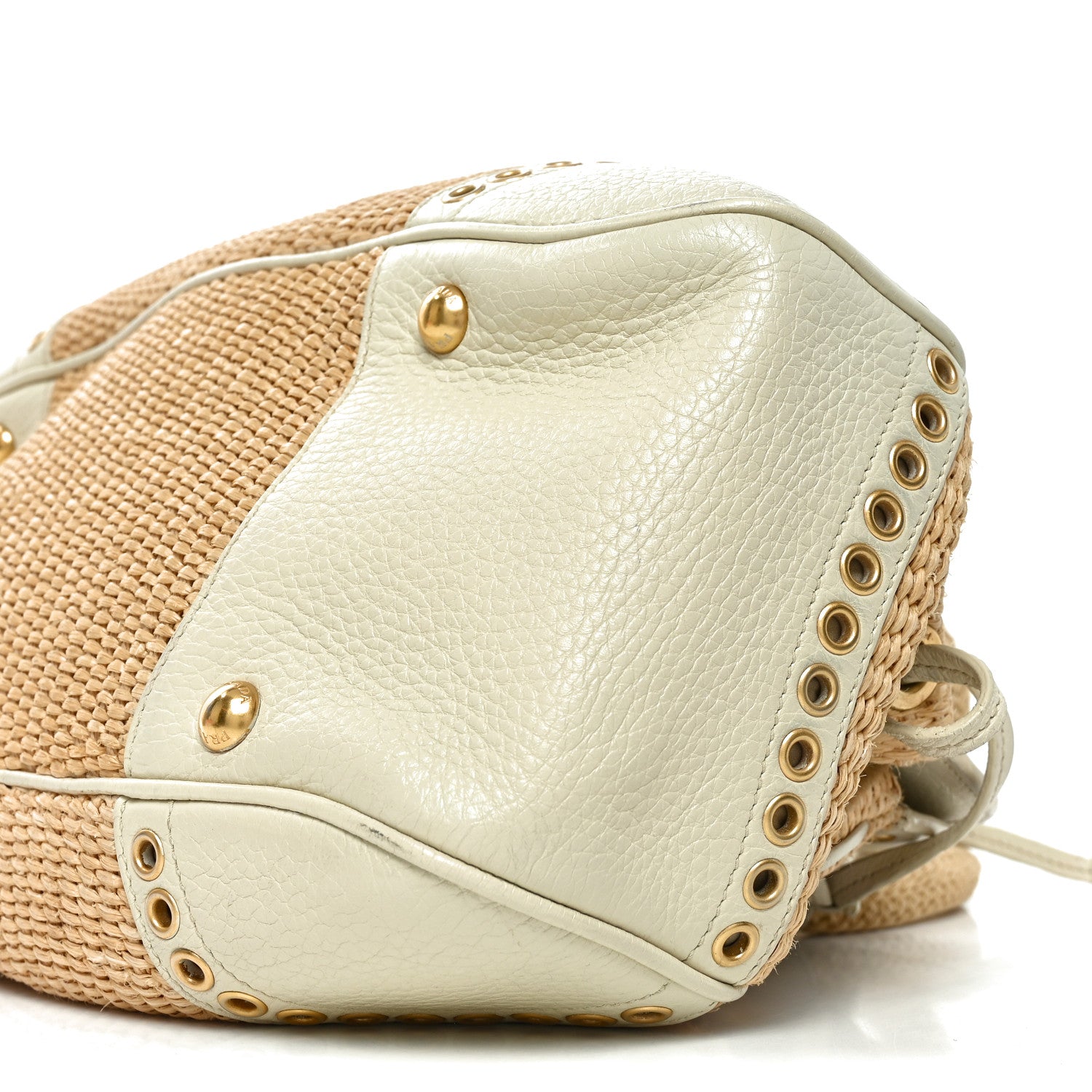 Prada Paglia Cinghiale Eyelet Frame Bag Naturale White 9 of 9