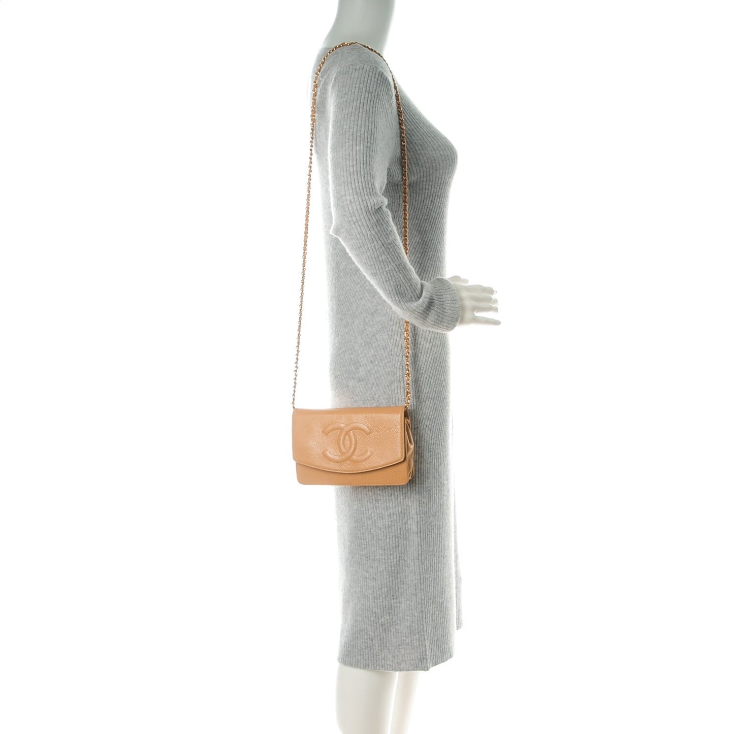 Caviar Timeless CC Wallet On Chain WOC Beige