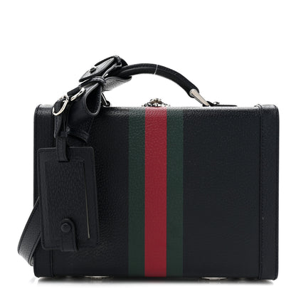 Gucci Dollar Calfskin Web Savoy Medium Top Handle Beauty Case Dark Blue 1 of 9