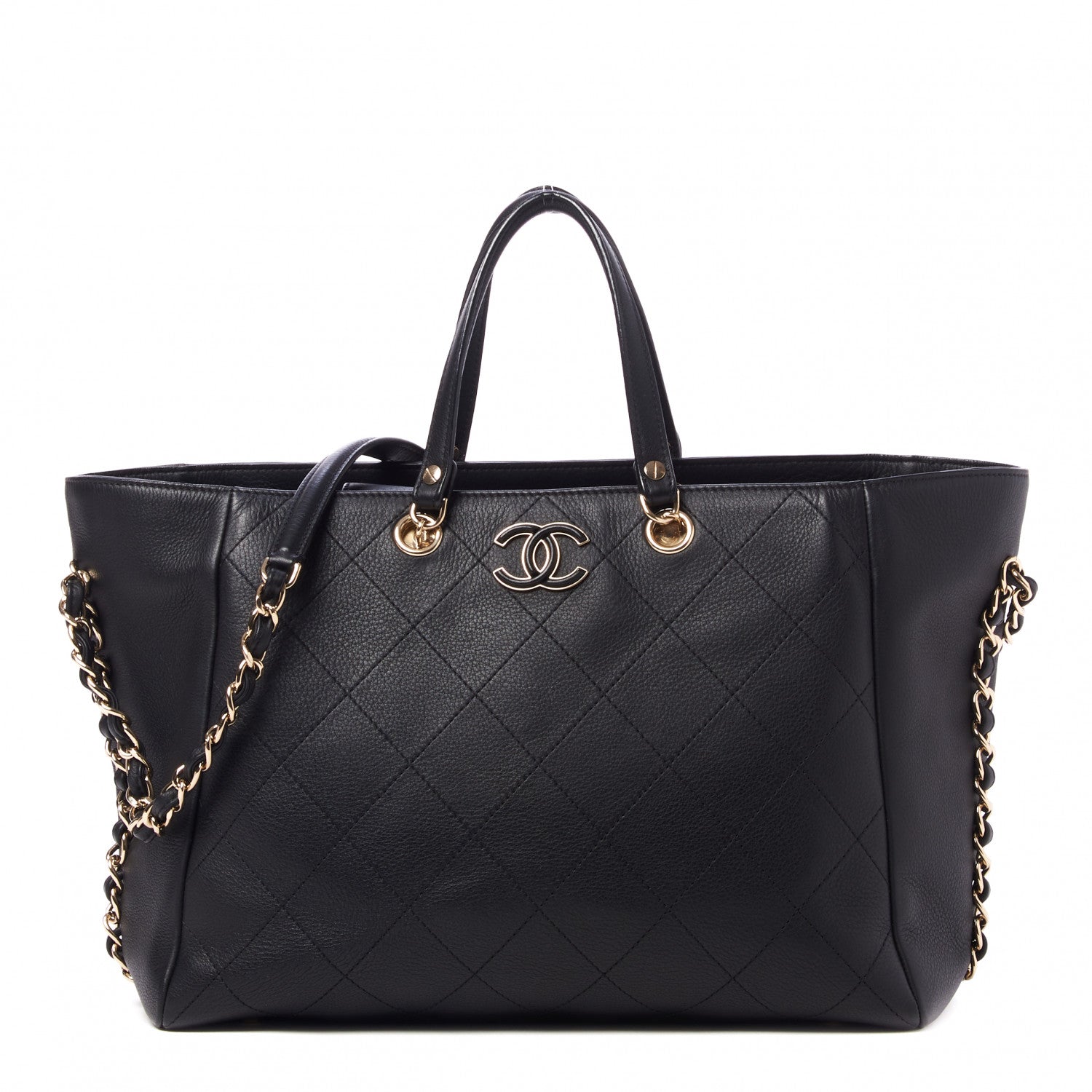 Chanel Bullskin Stitched Medium Shopping Bag Black 1 of 10