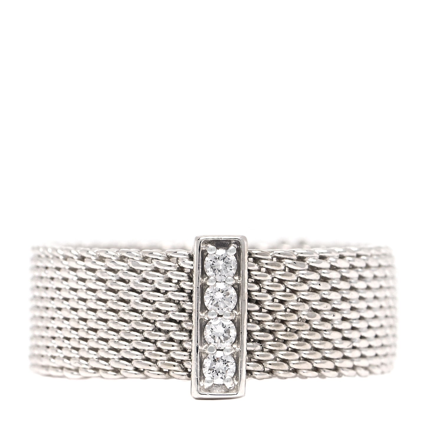 Sterling Silver Diamond Somerset Mesh Ring 51 5.75