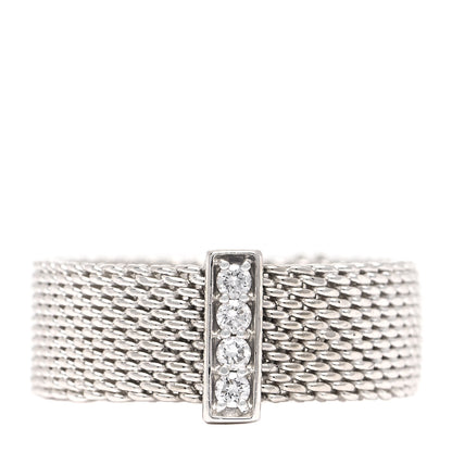 Tiffany Sterling Silver Diamond Somerset Mesh Ring 51 5.75 1 of 4