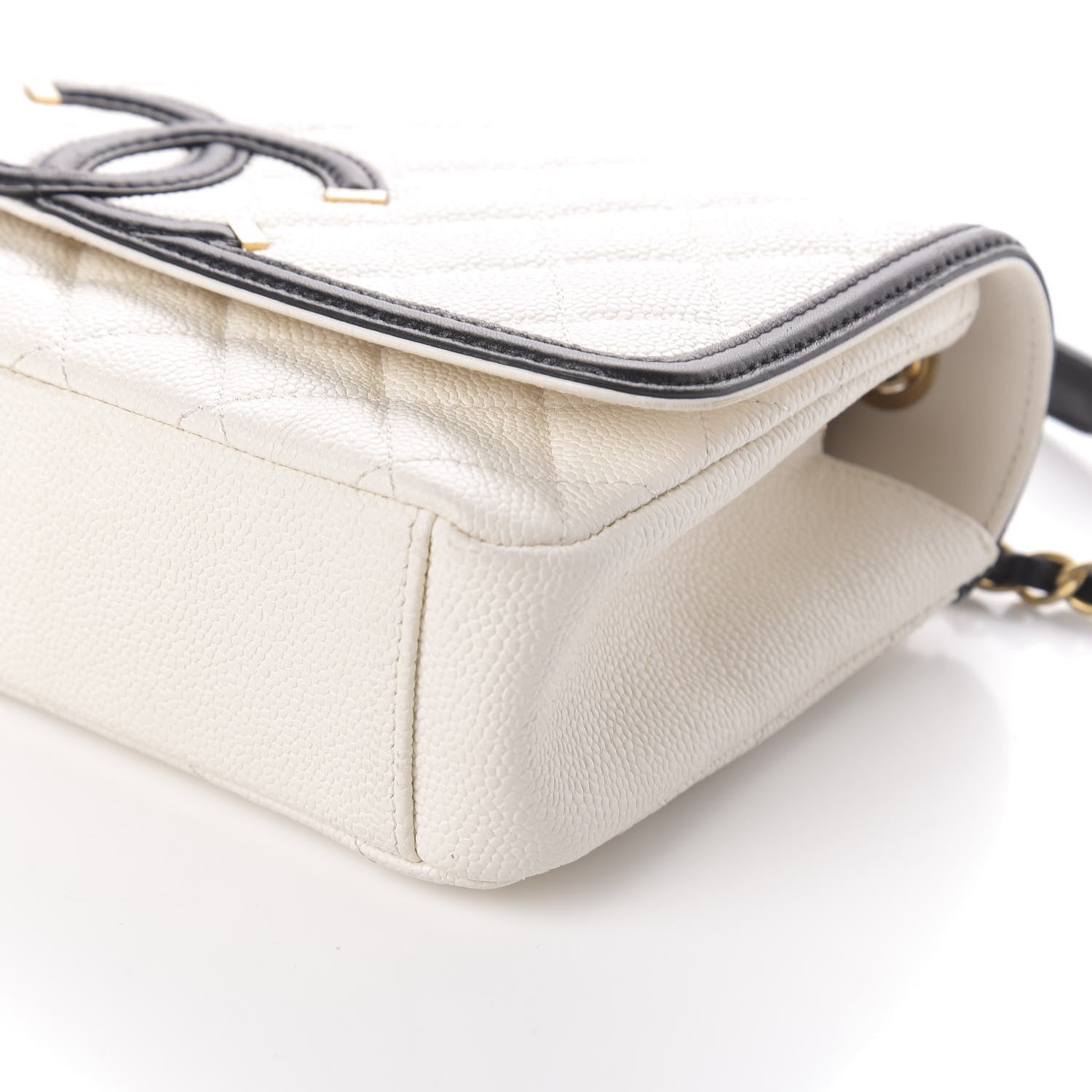 Chanel Caviar Quilted Small CC Filigree Flap White Black 10 of 10