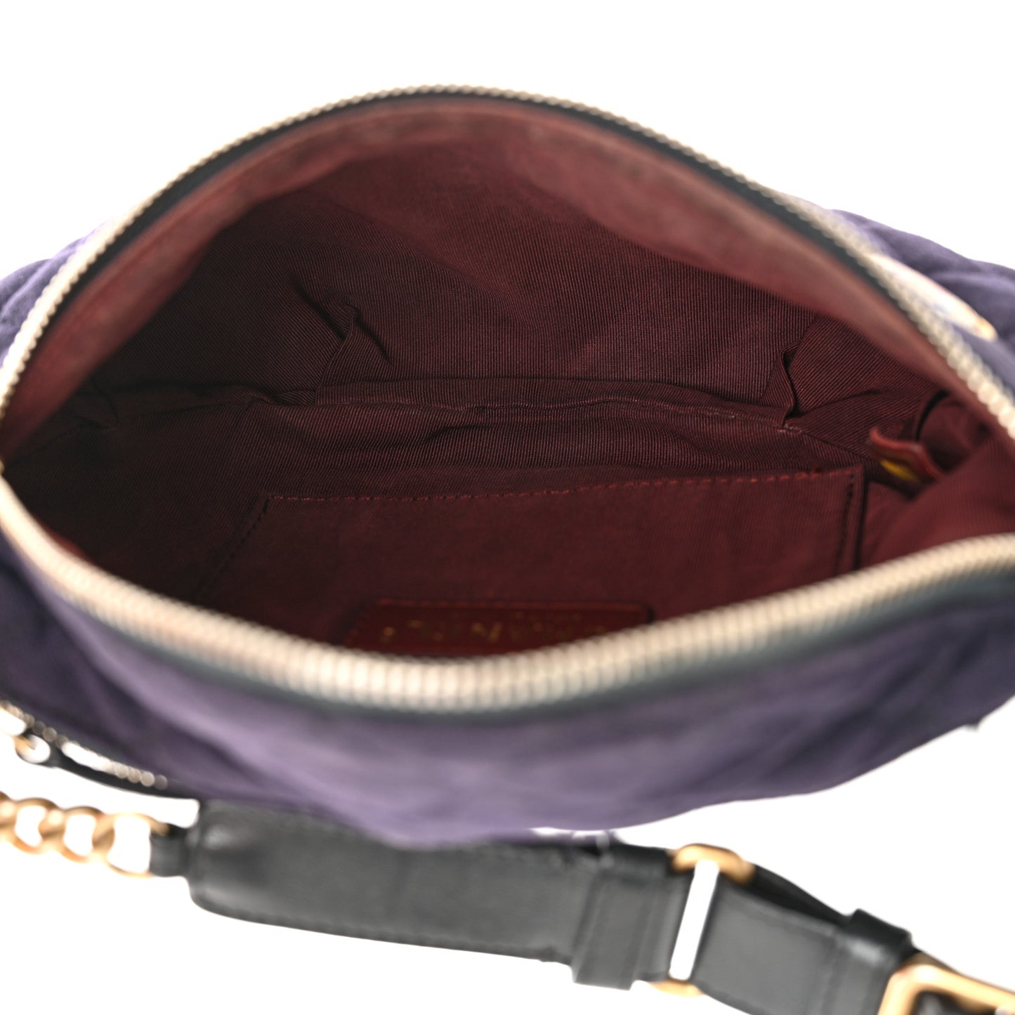 Wool Lambskin Quilted Paris Hamburg Charms Waist Bag Dark Navy