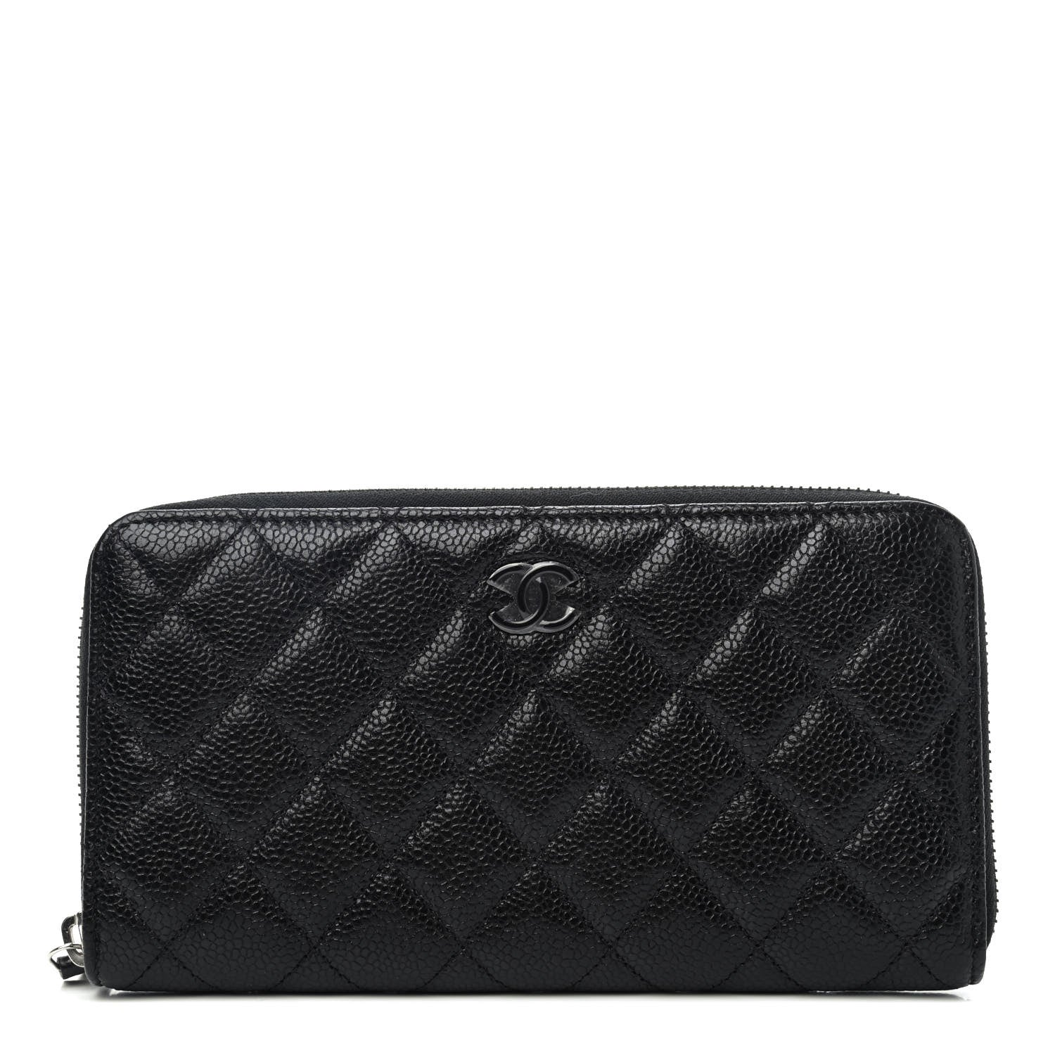 Chanel Caviar Quilted Large Gusset Zip Around Wallet Black 1 of 3