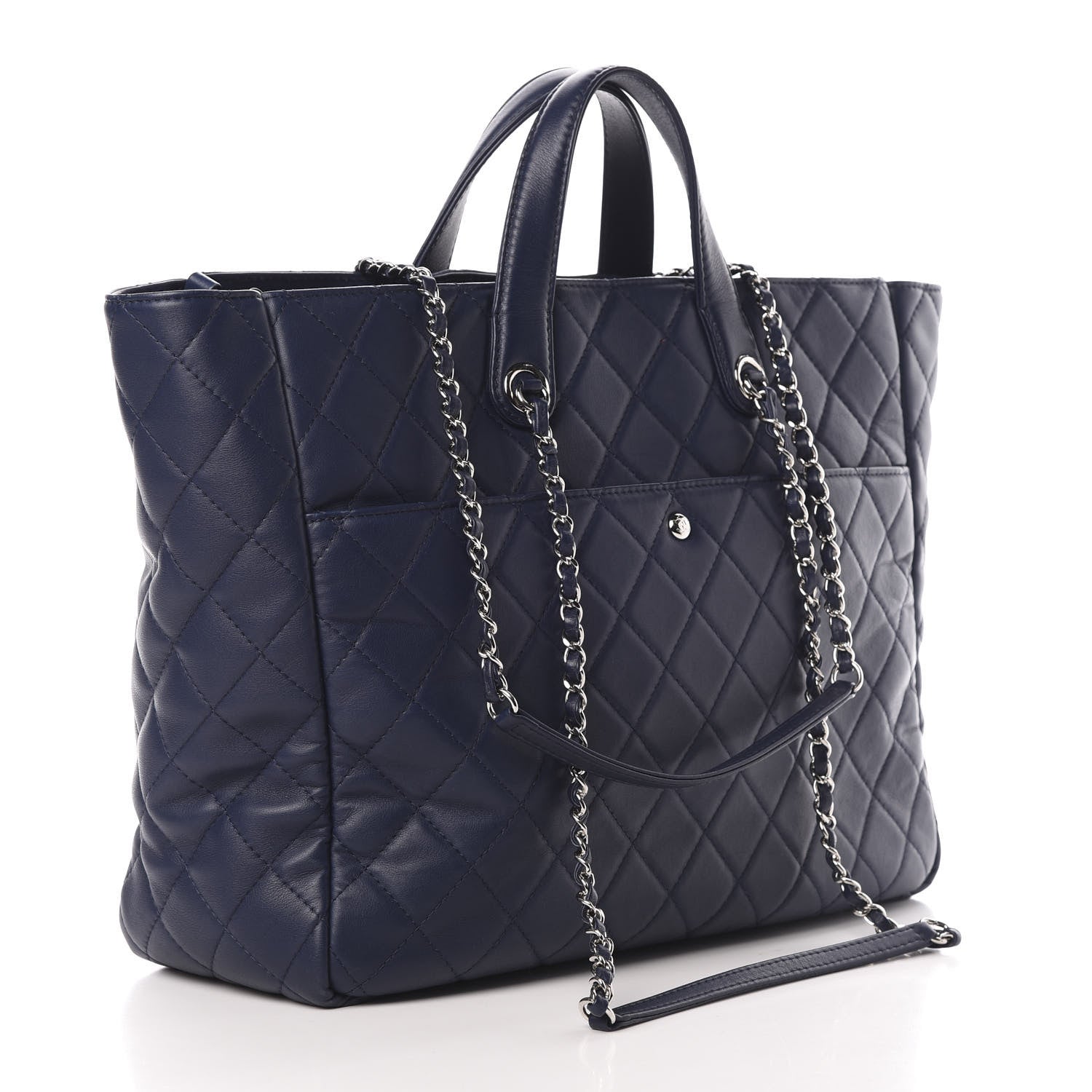 Chanel Calfskin Quilted Ultra Pocket Shopping Tote Navy 3 of 10