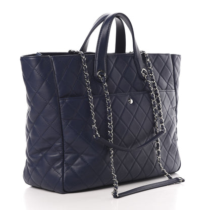 Chanel Calfskin Quilted Ultra Pocket Shopping Tote Navy 3 of 10