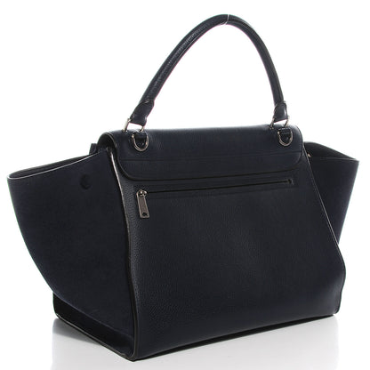 Celine Drummed Calfskin Suede Medium Trapeze Navy Blue 3 of 8