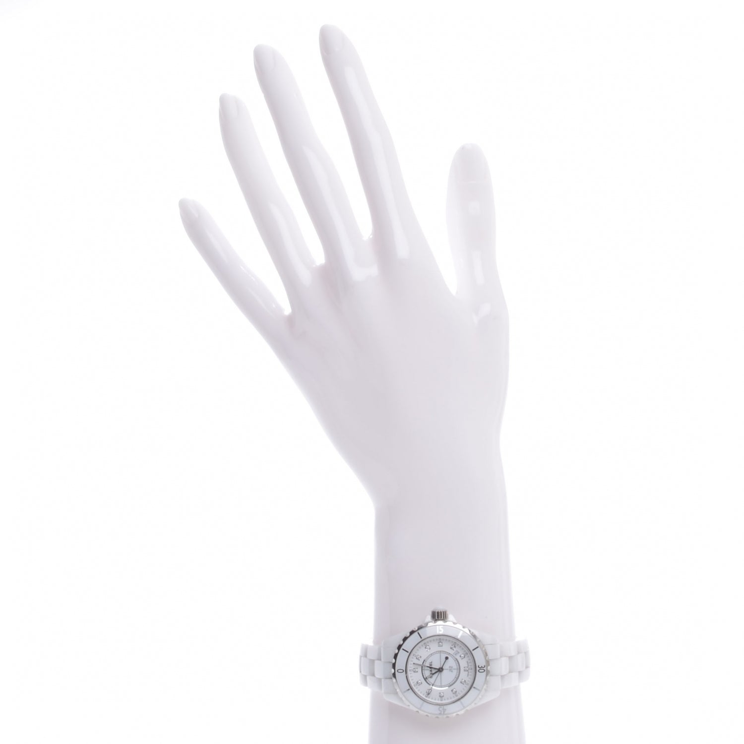 Chanel Stainless Steel Ceramic Diamond 33mm J12 Quartz Watch White 2 of 5