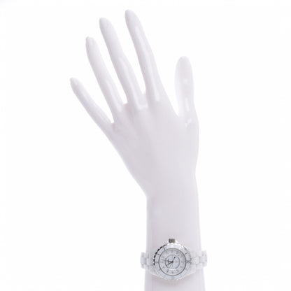 Chanel Stainless Steel Ceramic Diamond 33mm J12 Quartz Watch White 2 of 5