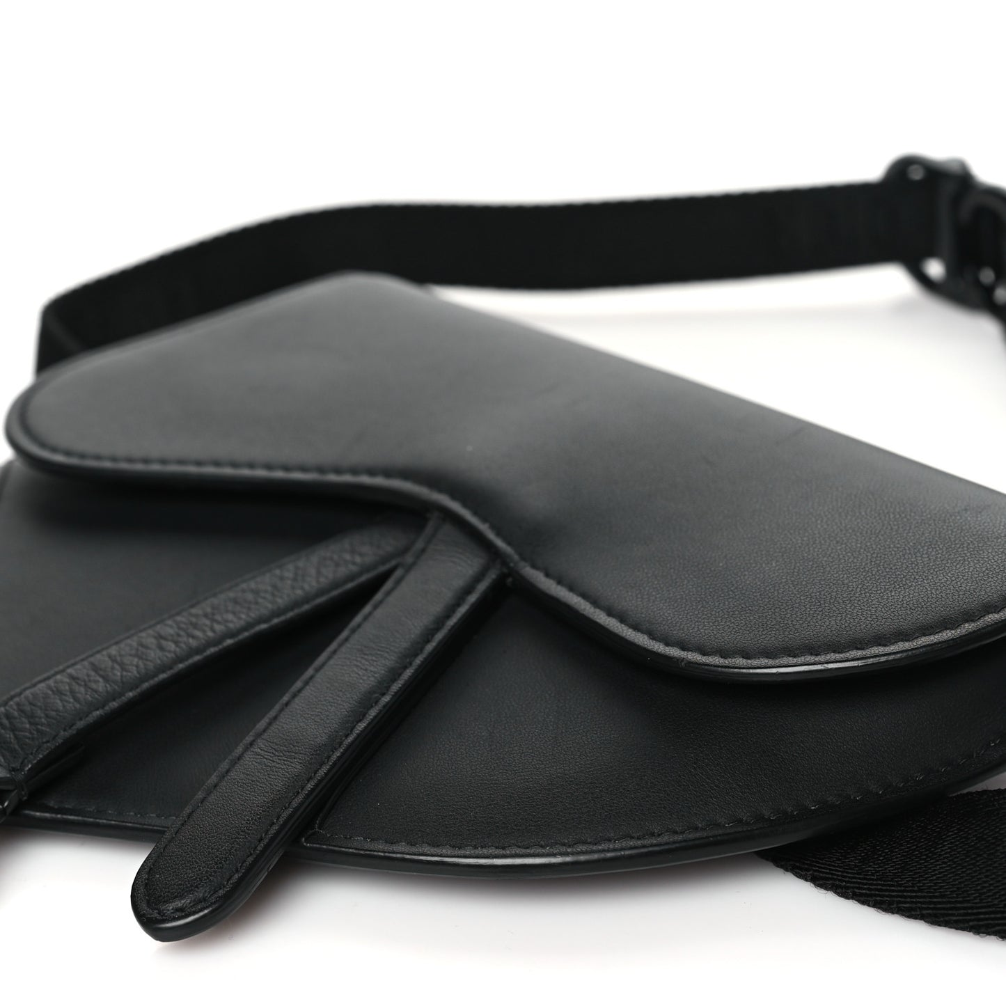 Ultra Matte Calfskin Saddle Belt Bag Black