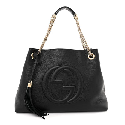 Gucci Pebbled Calfskin Medium Soho Chain Shoulder Bag Black 1 of 11