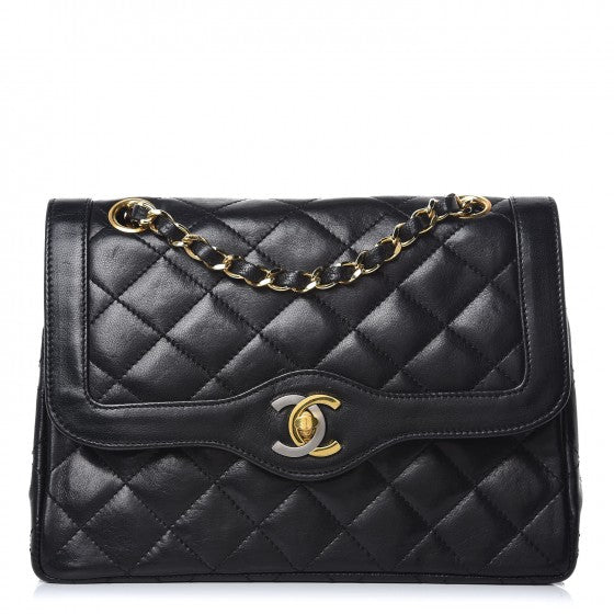 Lambskin Quilted Small Double Flap Black