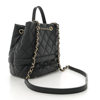 Chanel Caviar Quilted Rolled Up Bucket Drawstring Bag Black 3 of 10