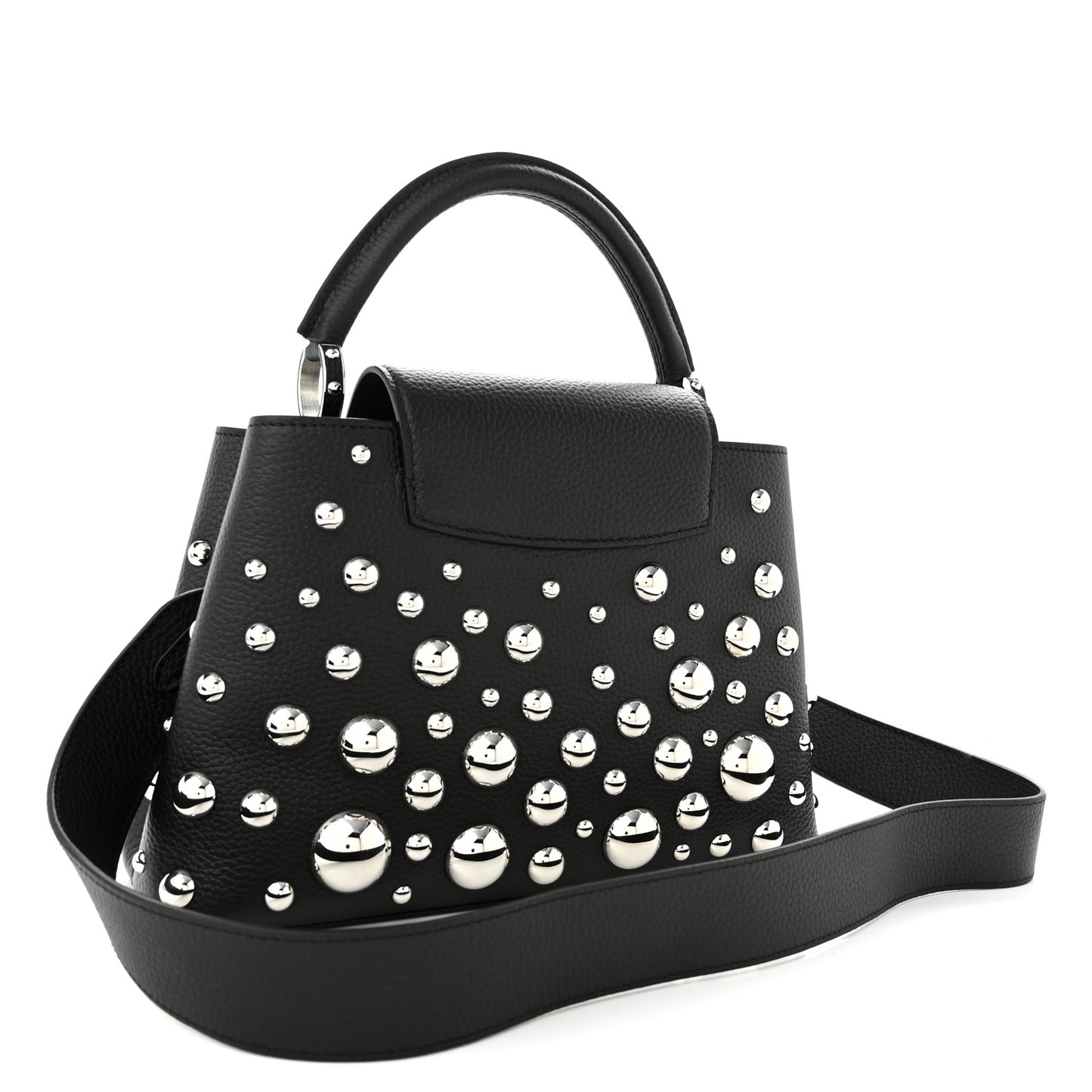 LV X YK Taurillon Brass Metal Dots Capucine MM Black