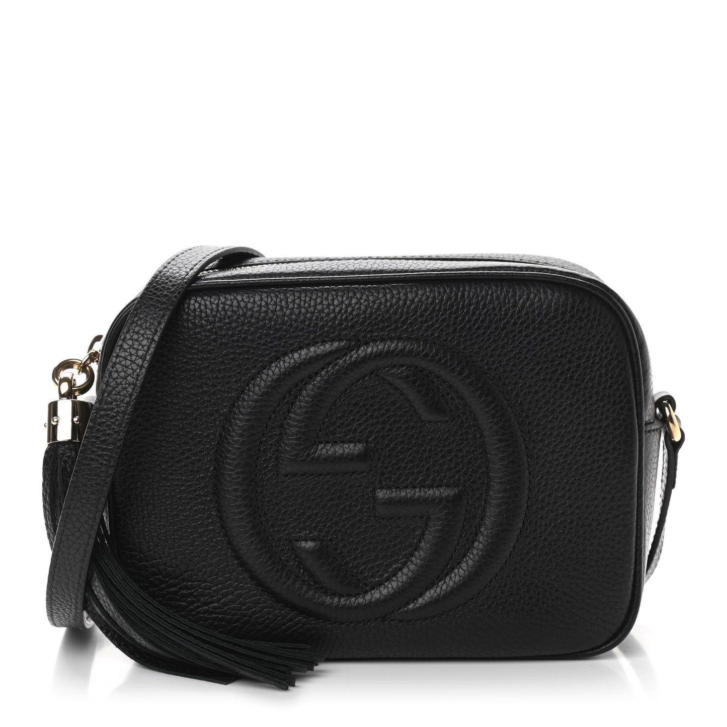 Pebbled Calfskin Small Soho Disco Bag Black