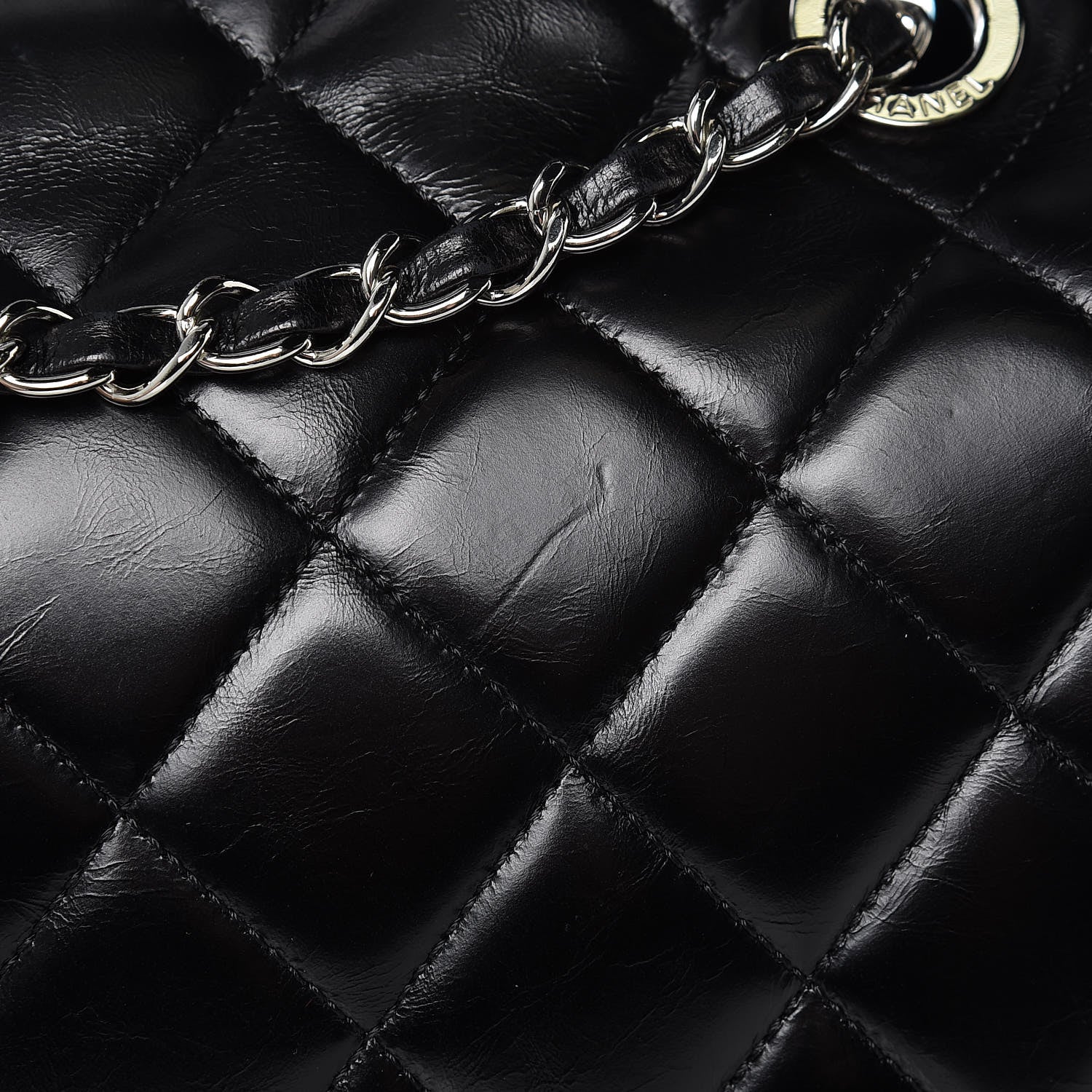 Chanel Glazed Calfskin Quilted Small CC Delivery Tote Black 8 of 8