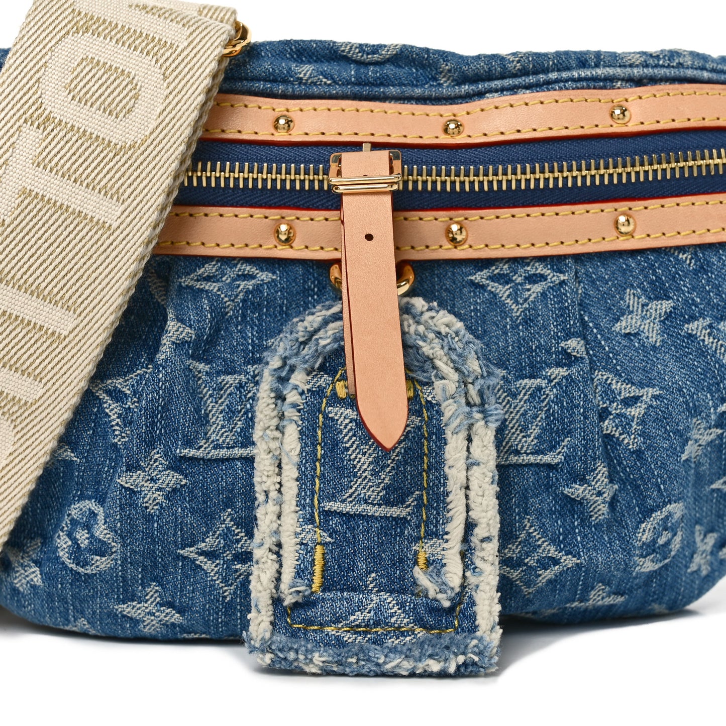 Monogram Denim High Rise Bumbag Blue