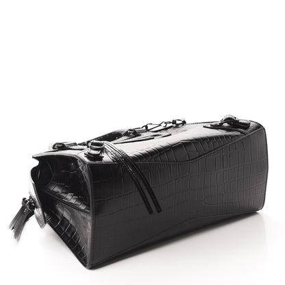 Balenciaga Semi Shiny Calfskin Crocodile Embossed Neo Classic Black Hardware S City Black 4 of 10