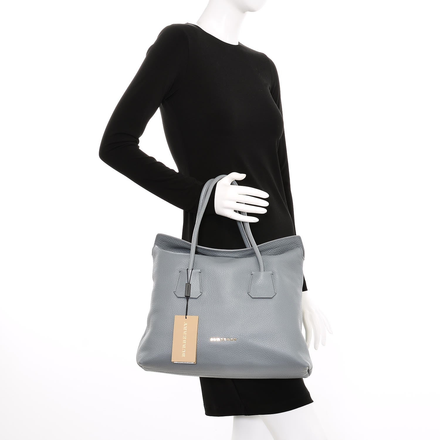 Burberry London Grainy Calfskin Medium Baynard Tote Storm Grey 2 of 6