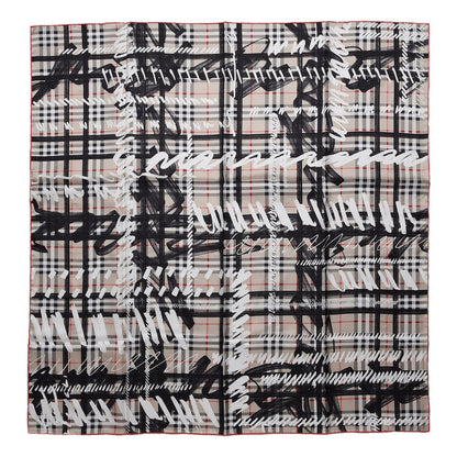 Burberry Silk Vintage Check Scribble Print Scarf Stone 1 of 4