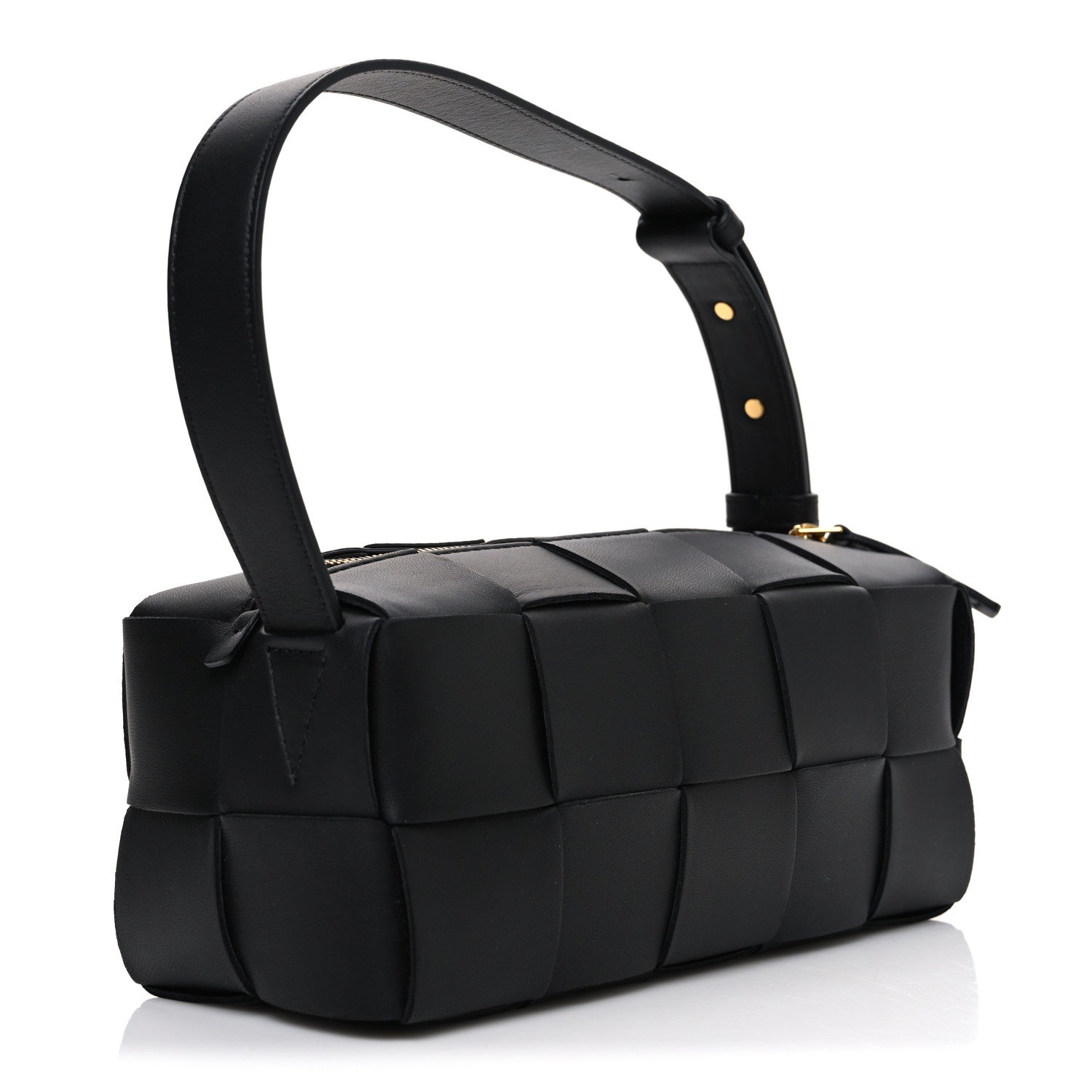 Bottega Veneta Lambskin Maxi Intrecciato Small Brick Cassette Bag Black 2 of 10
