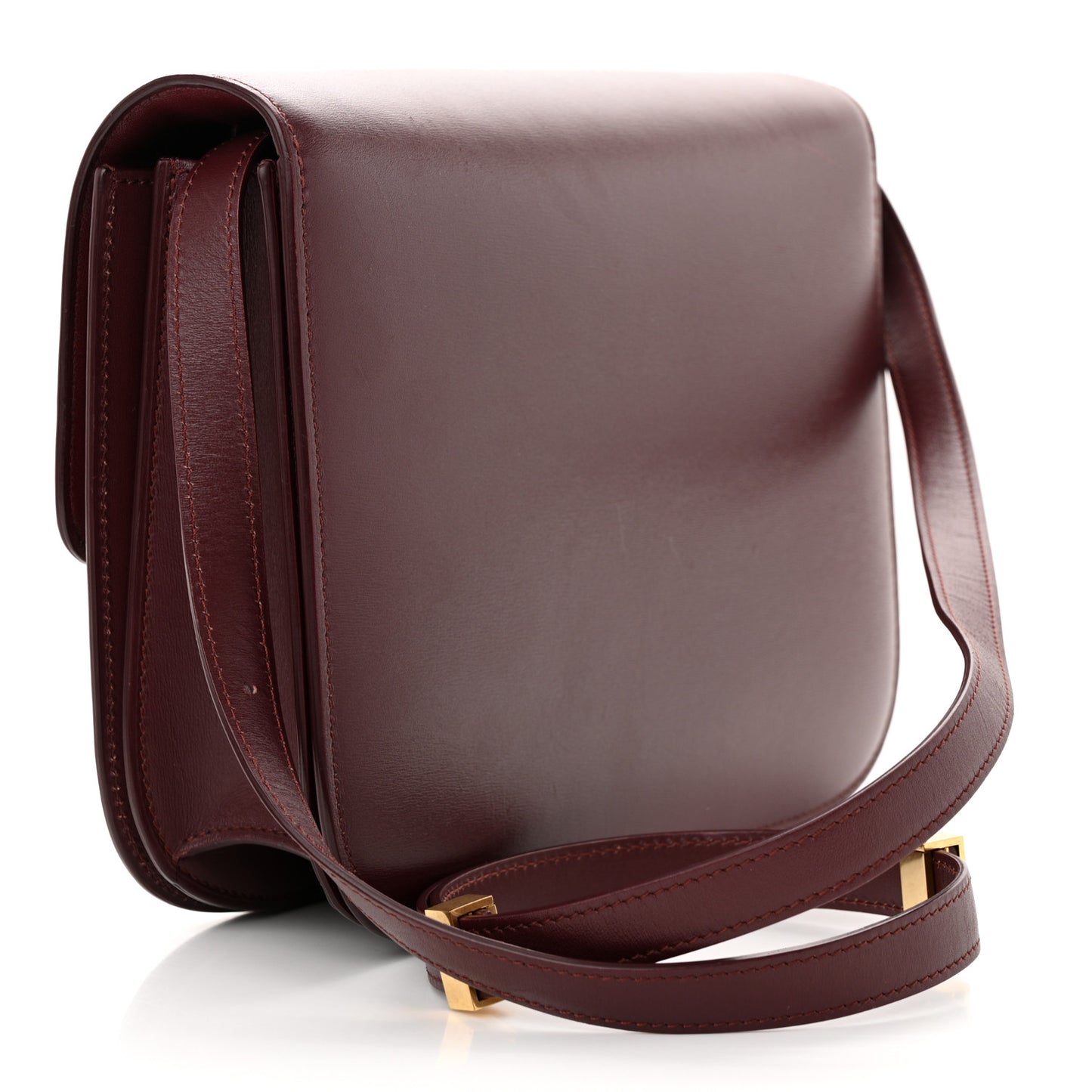 Box Calfskin Medium Classic Box Flap Bag Burgundy