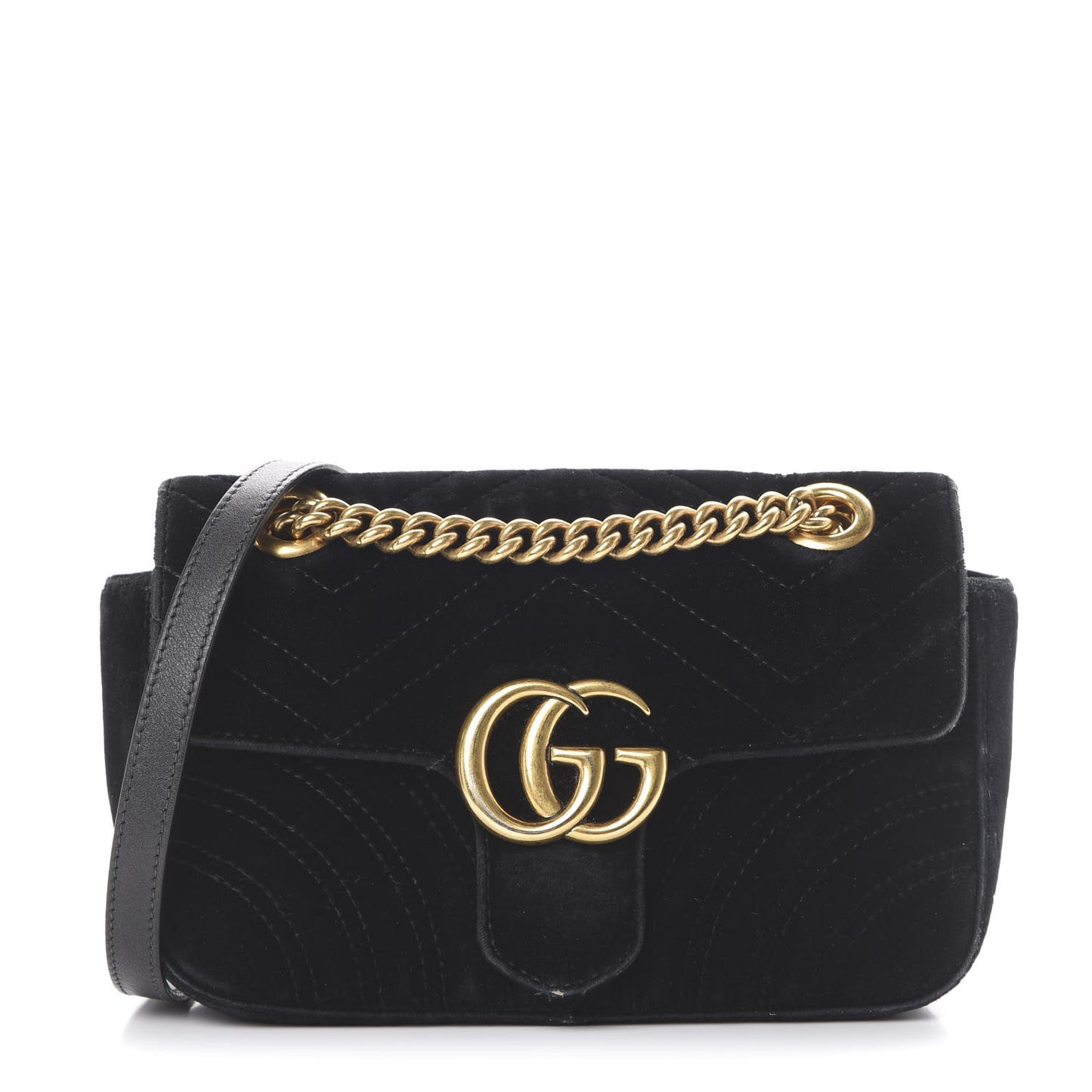 Velvet Matelasse Mini GG Marmont Shoulder Bag Black