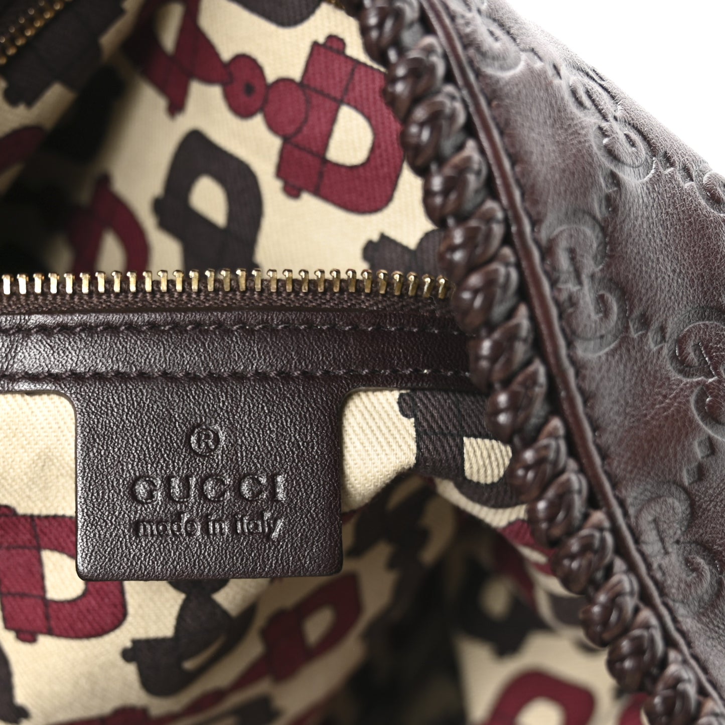 Guccissima Large Horsebit Chain Hobo Chocolate