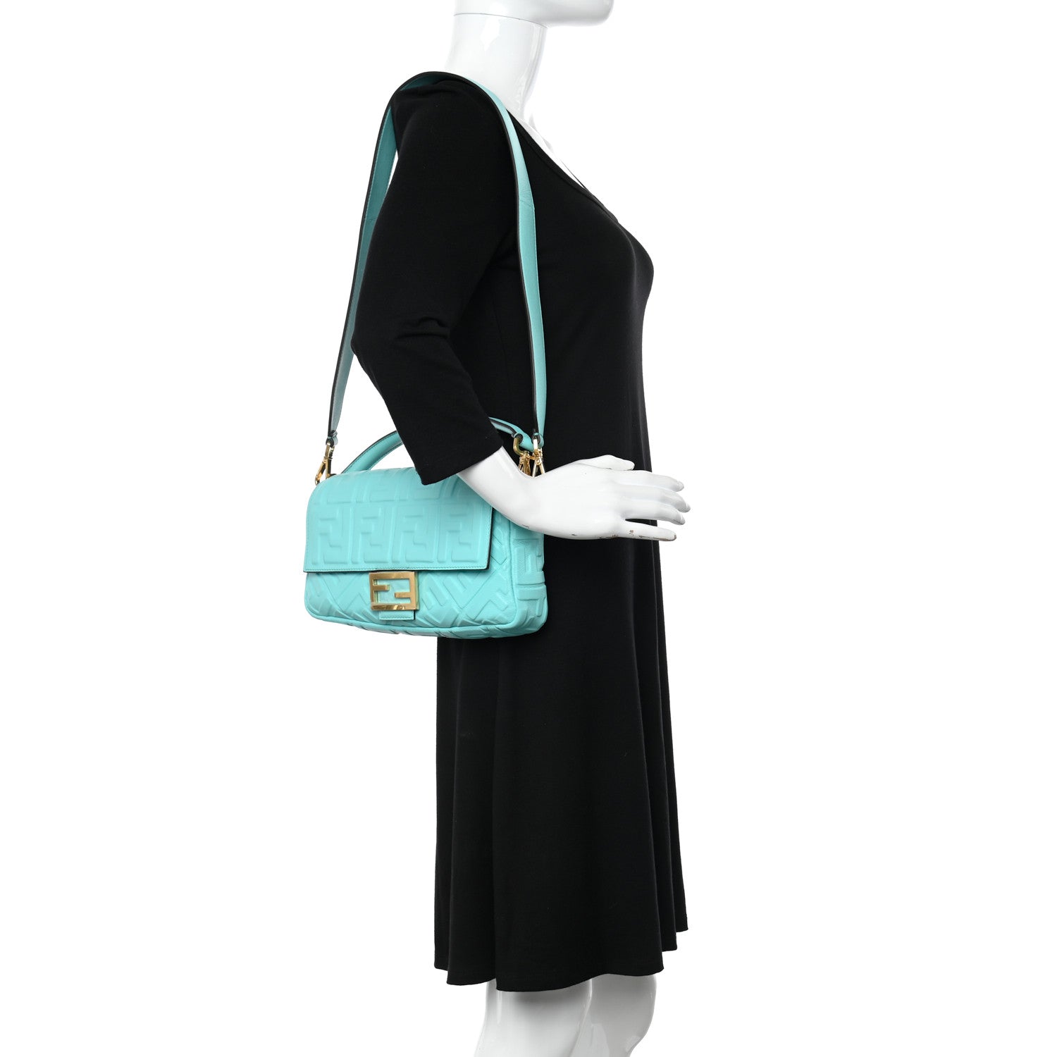Fendi Nappa FF 1974 Embossed Baguette Tiffany 2 of 13