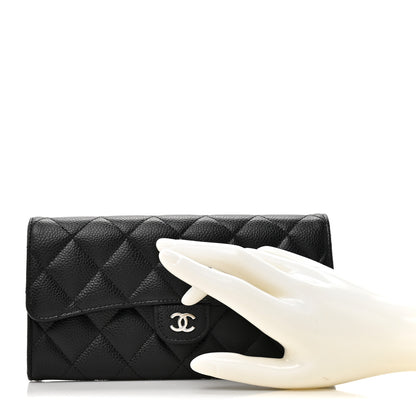 Chanel Caviar Quilted Large Gusset Flap Wallet Black 2 of 9