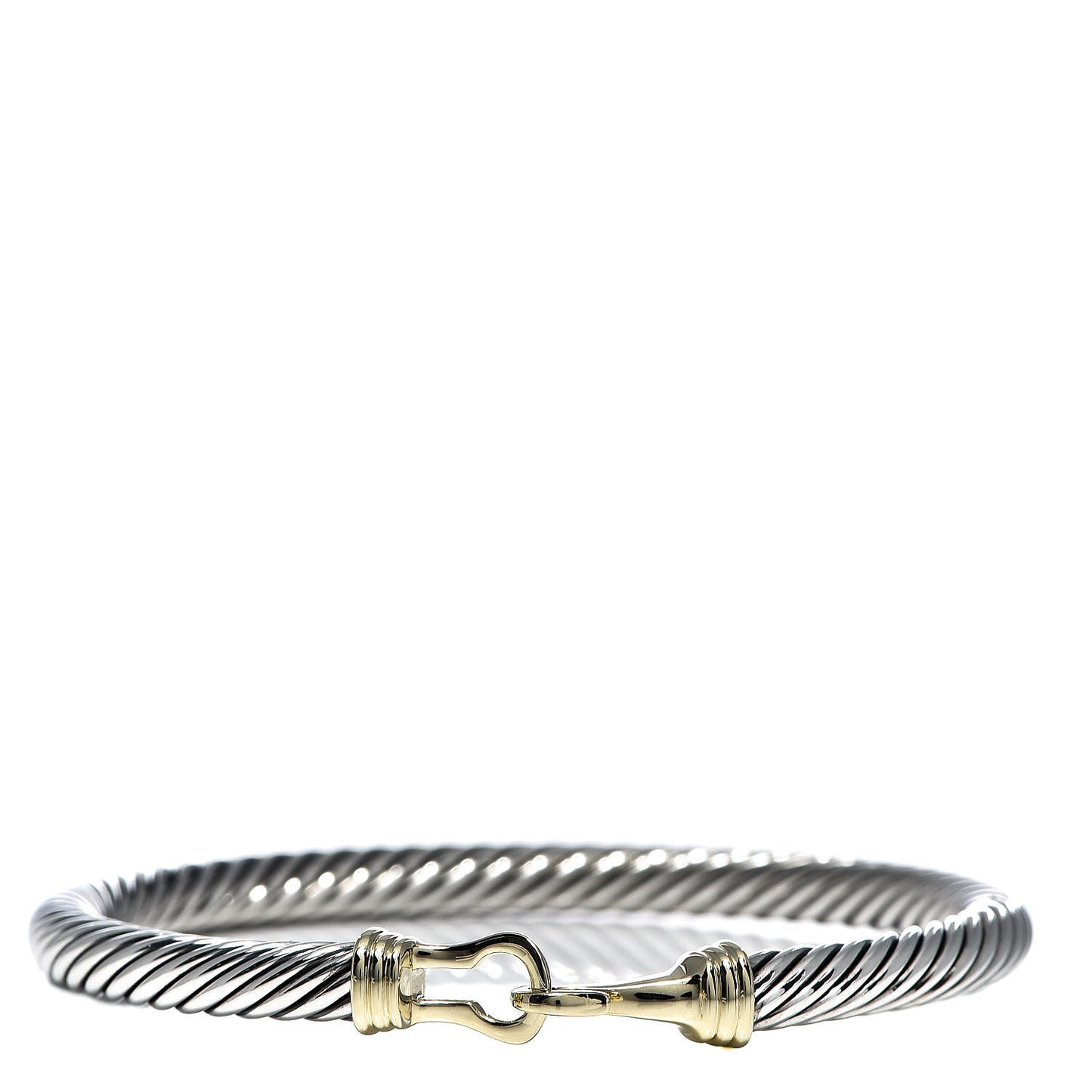 Sterling Silver 14K Yellow Gold 5mm Cable Classic Buckle Bracelet