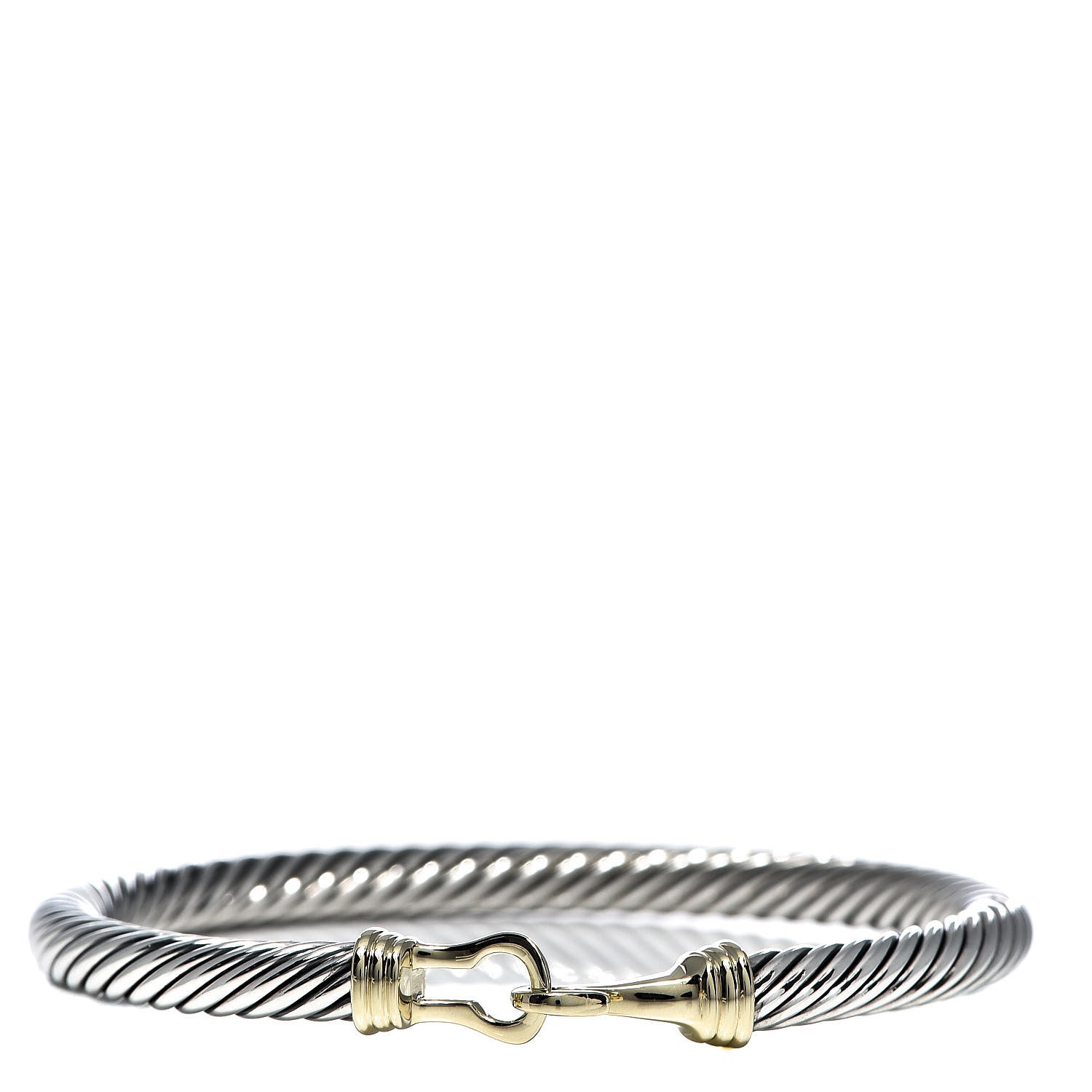 David Yurman Sterling Silver 14K Yellow Gold 5mm Cable Classic Buckle Bracelet 1 of 4