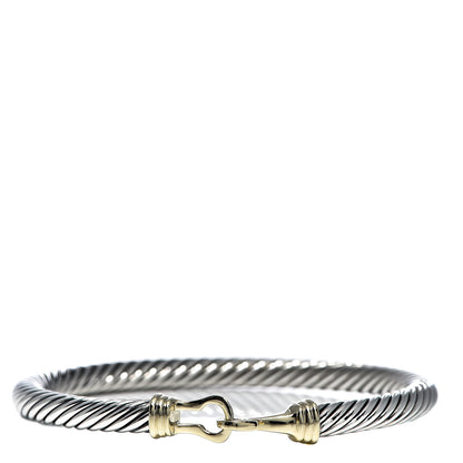 David Yurman Sterling Silver 14K Yellow Gold 5mm Cable Classic Buckle Bracelet 1 of 4