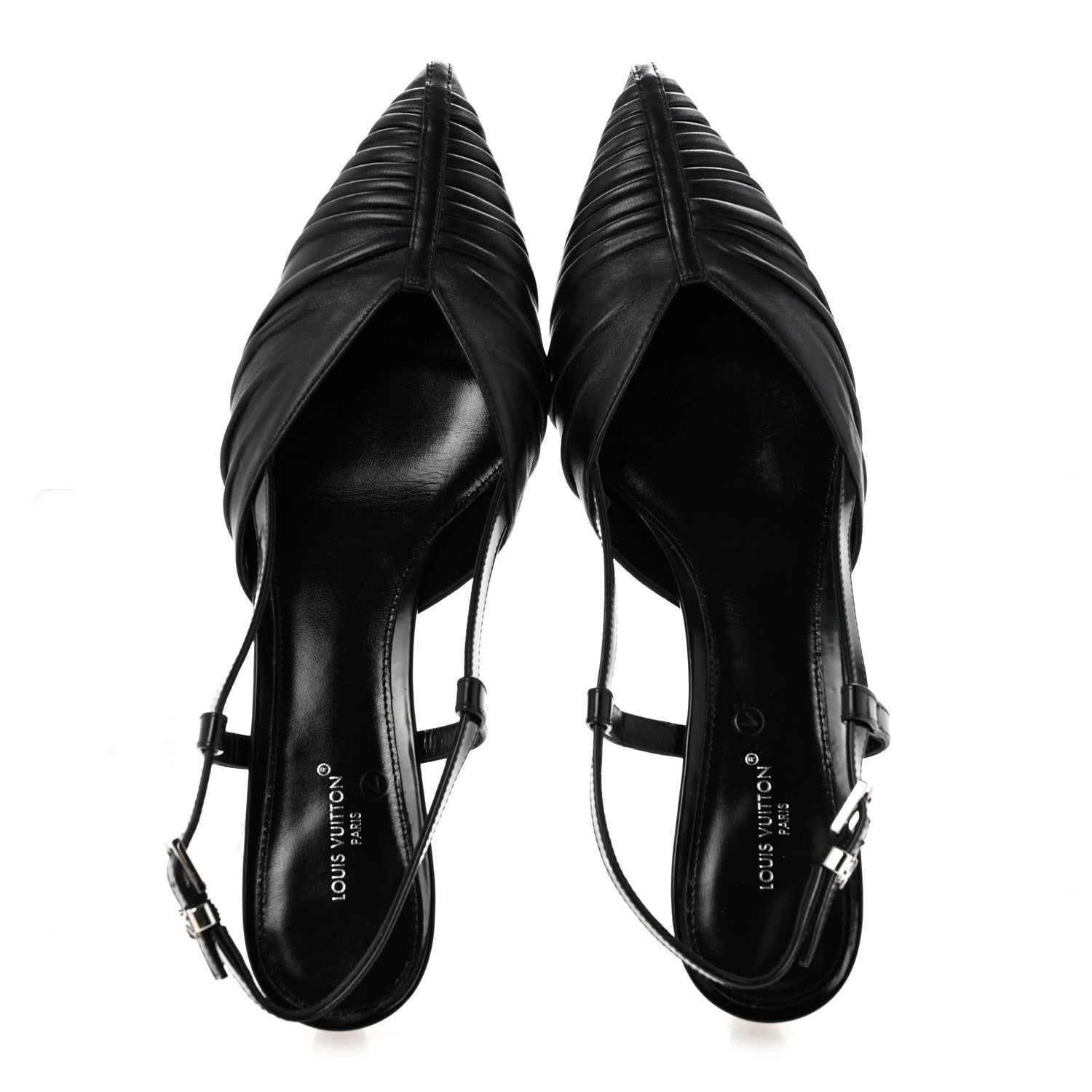 Louis Vuitton Calfskin Allure D'Orsay Slingback Pump 37.5 Black 2 of 9