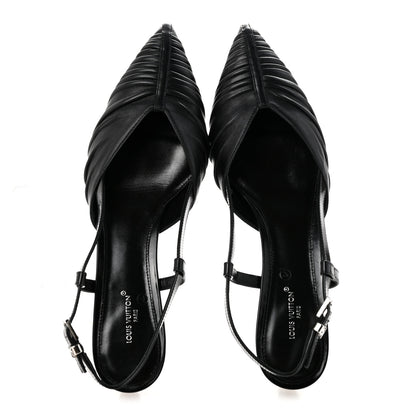 Louis Vuitton Calfskin Allure D'Orsay Slingback Pump 37.5 Black 2 of 9