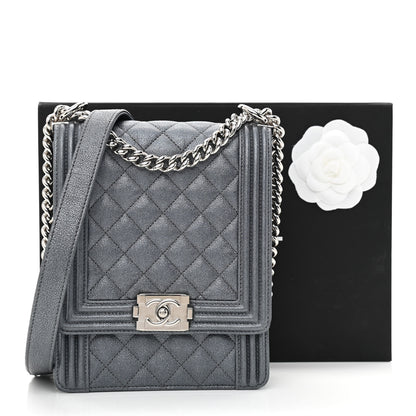 Chanel Iridescent Caviar Quilted North South Boy Flap Grey 11 of 11