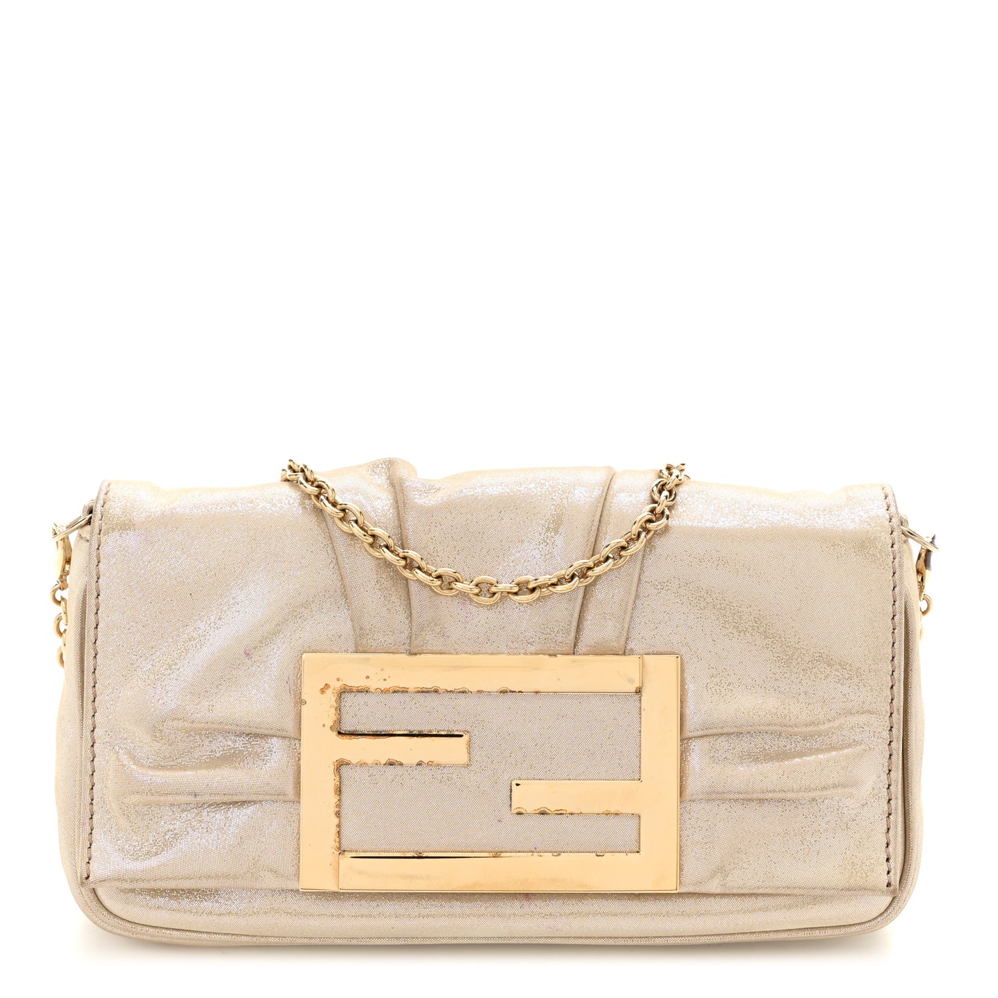 Metallic Calfskin Mia Pochette Beige