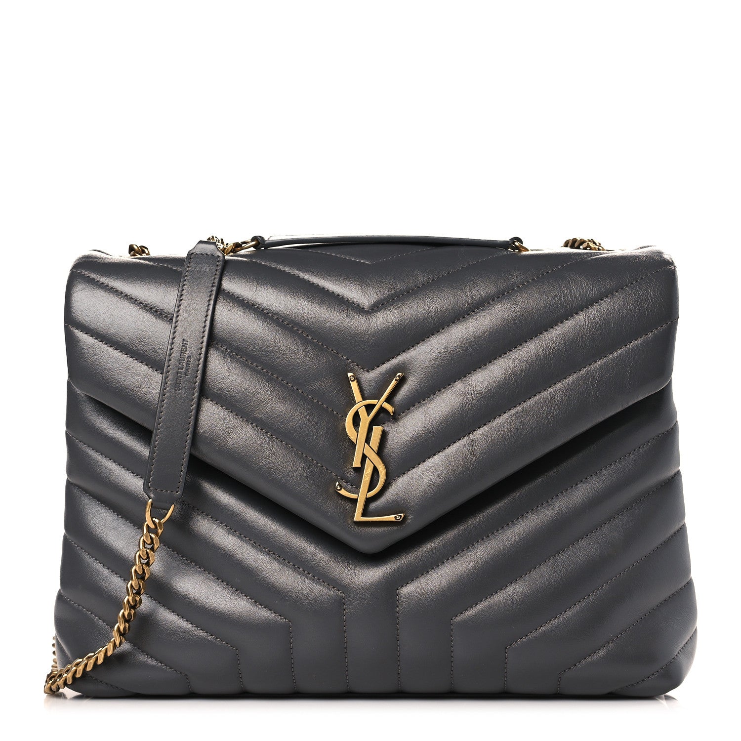 Saint Laurent Calfskin Y Quilted Monogram Medium Loulou Chain Satchel Earth 1 of 10