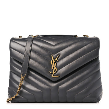 Saint Laurent Calfskin Y Quilted Monogram Medium Loulou Chain Satchel Earth 1 of 10