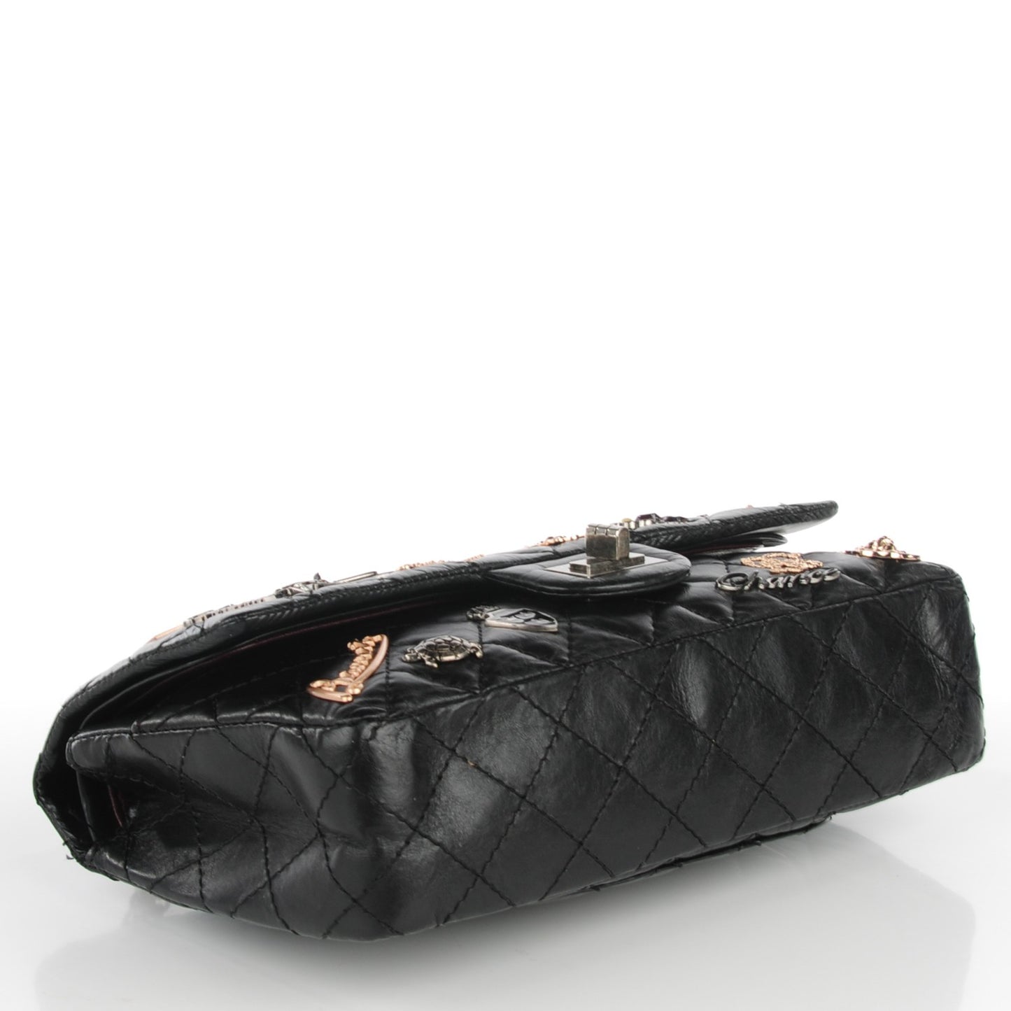 Aged Calfskin Quilted Lucky Charms 2.55 Reissue 225 Flap Black