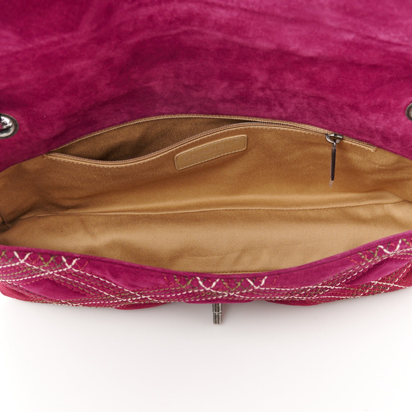 Suede Stitched Jumbo Saltire Single Flap Purple